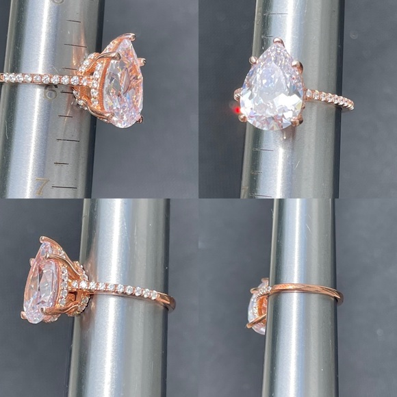 🌟🌟SOLD ITALO JEWELRY rose gold classic PEAR engagement ring brilliant stobox 6 - Picture 2 of 15